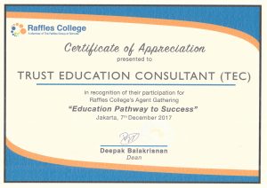 Certificate Raffles Collage_TRUST Educatiom Consultant